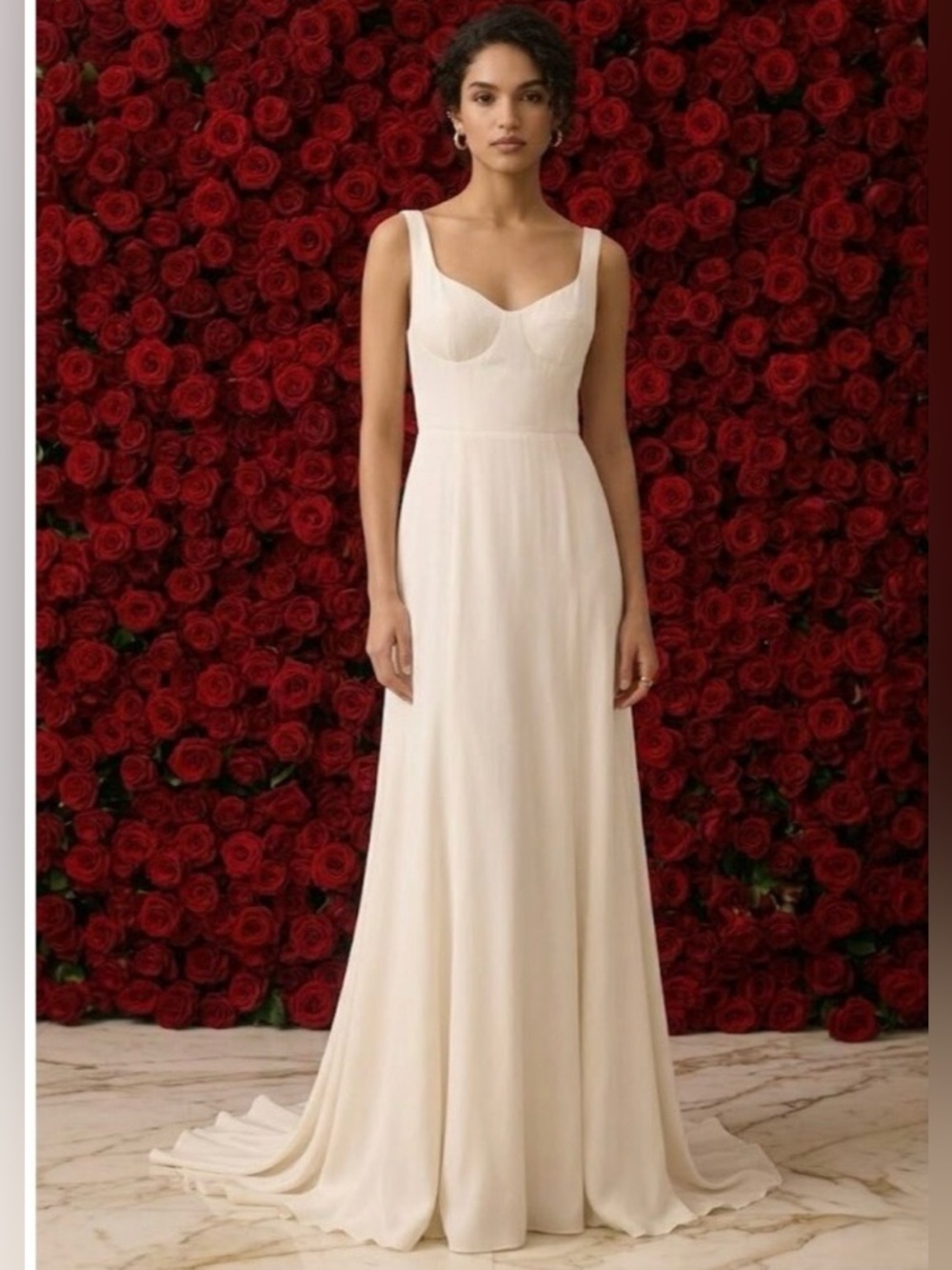 Reformation Lecce Maxi Crepe Sweetheart neckline Wedding Dress Ivory Bridal Sz 4 - Picture 11 of 14